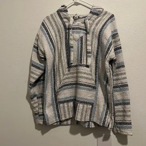 Baja Hoodie White and Blue